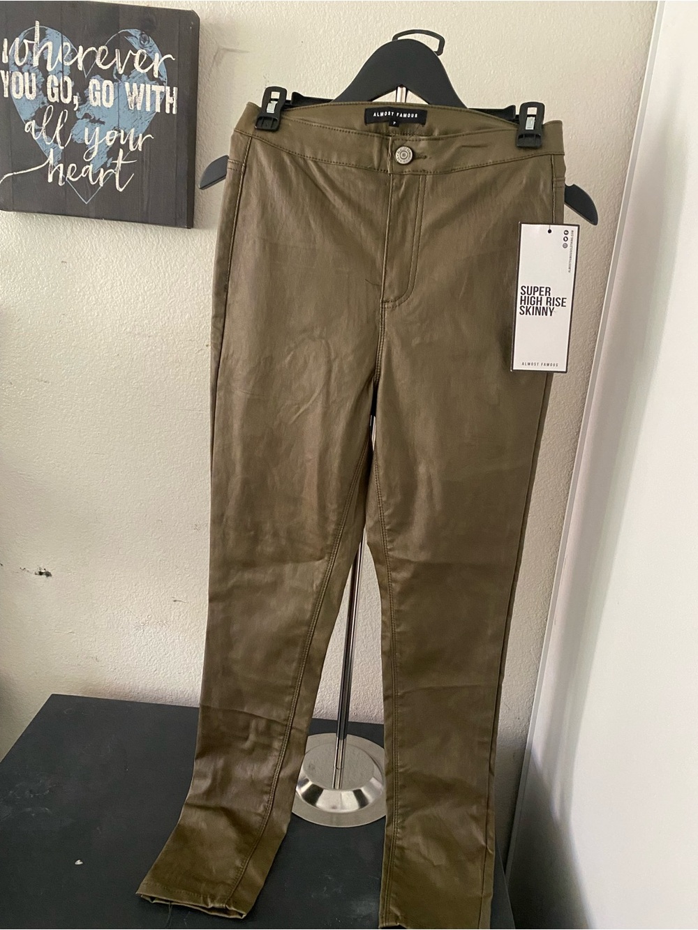 Almost Famous Olive Green Super High Rise Skinny Jeans